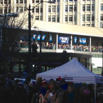 Westlake Center had all SORTS of banners up. And a crowd jammed-packed along its outside balconies, as well.